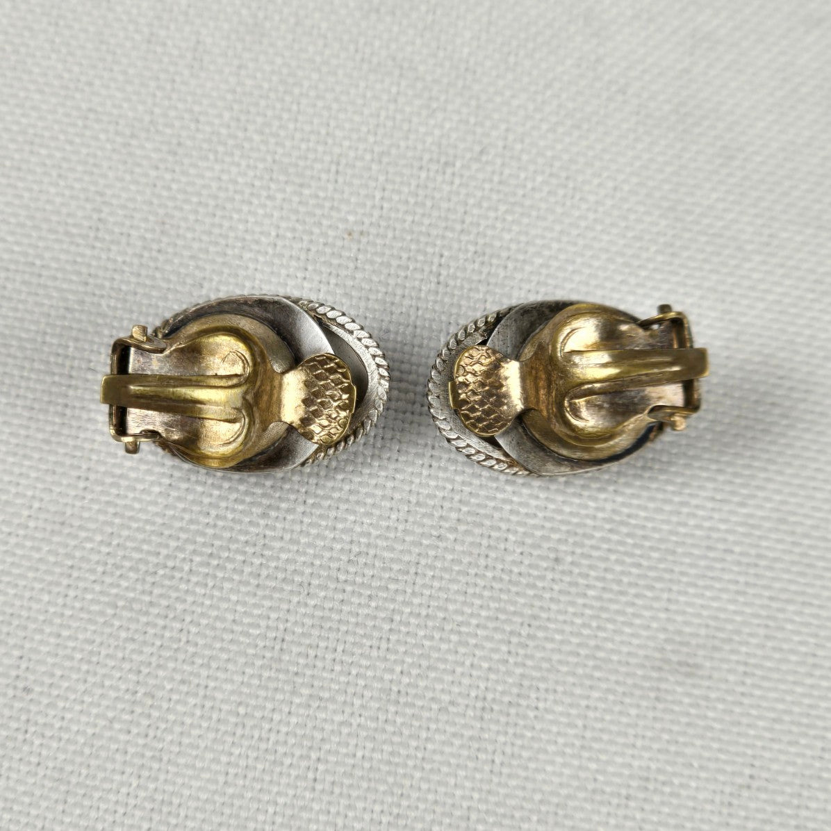 Vintage Delft Holland Windmill Ceramic Blue 835 Sterling Silver Clip On Earrings