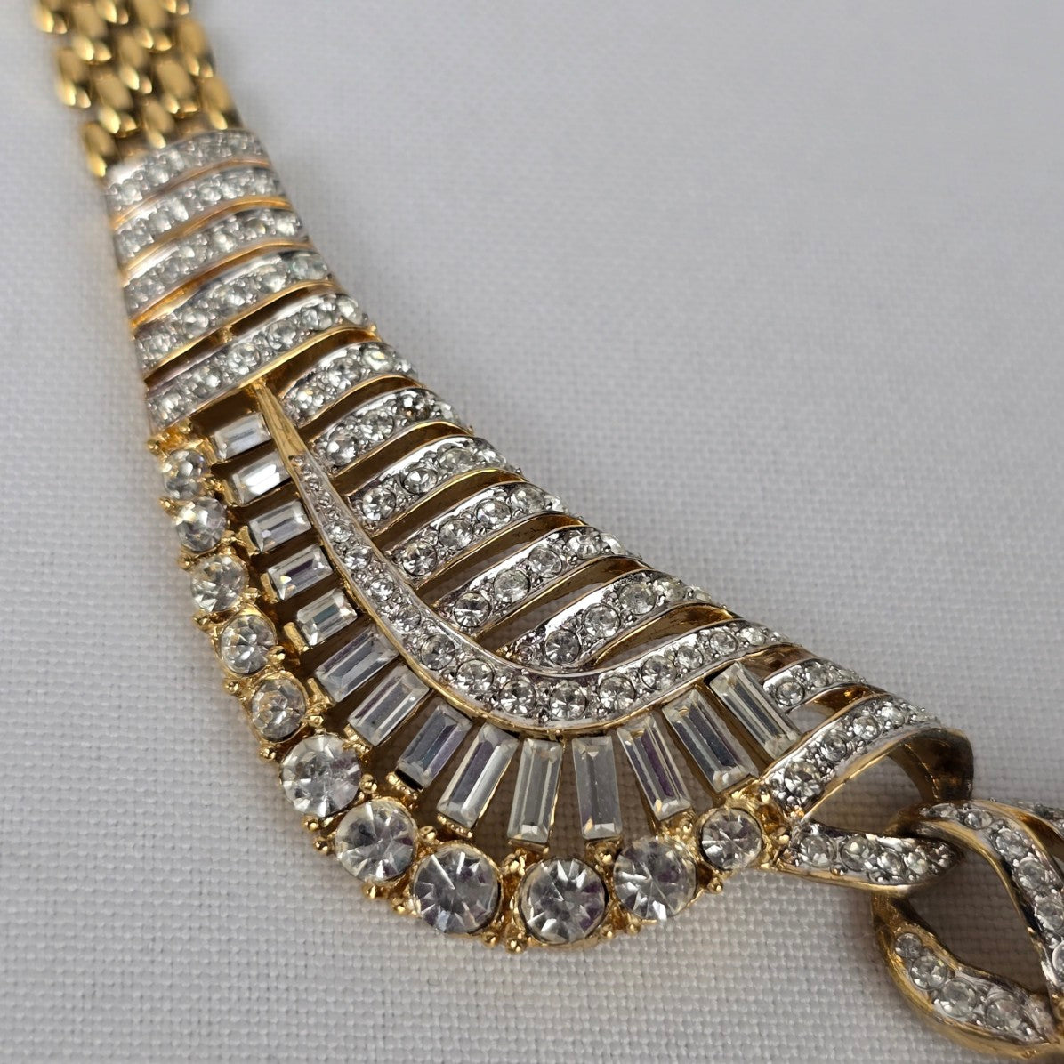 Vintage Nina Ricci Gold & Crystal Statement Collar Necklace