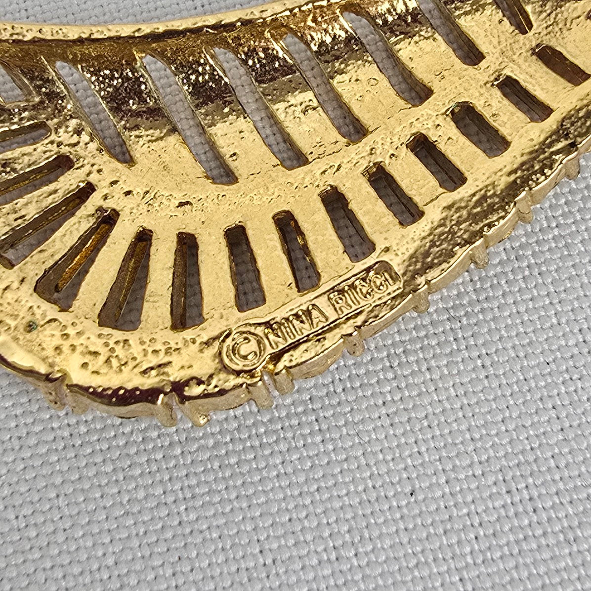 Vintage Nina Ricci Gold & Crystal Statement Collar Necklace