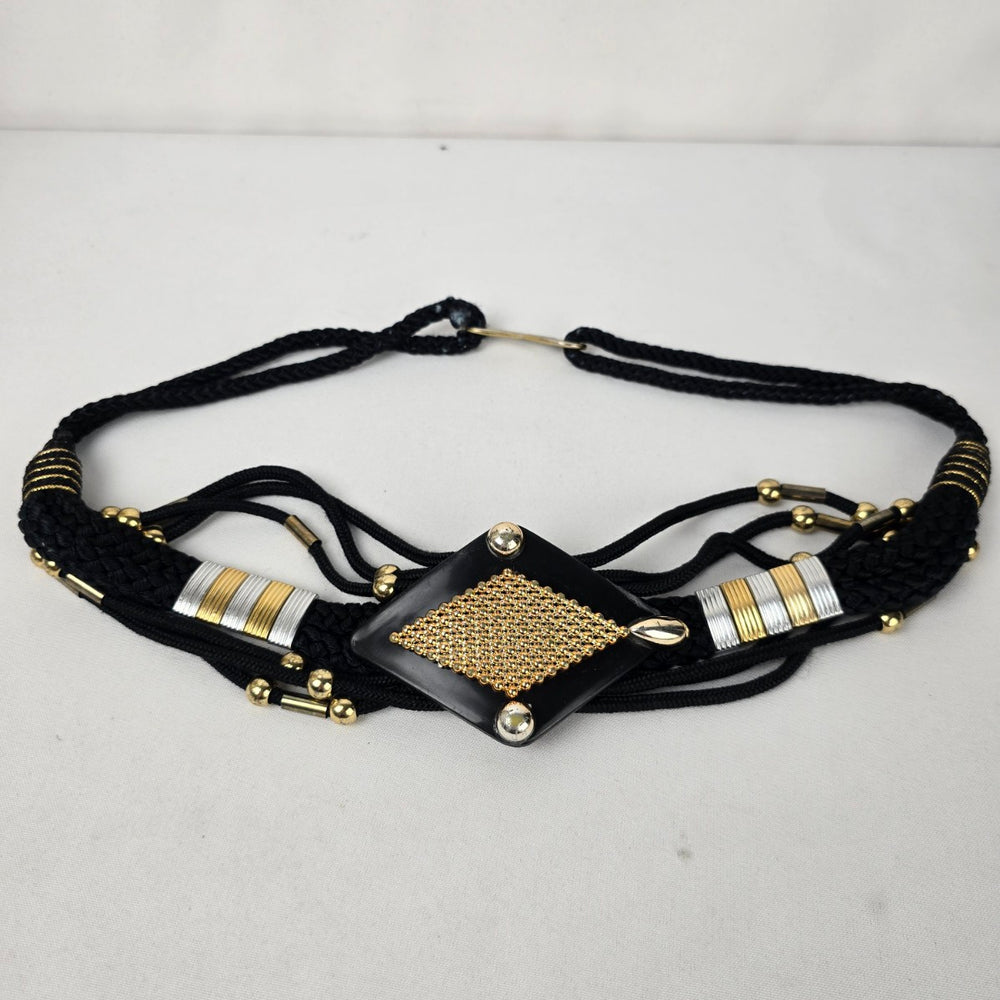 Vintage Toshiyo Black & Gold Statement Cord Belt Size S