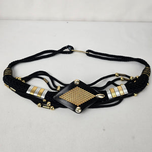 Vintage Toshiyo Black & Gold Statement Cord Belt Size S