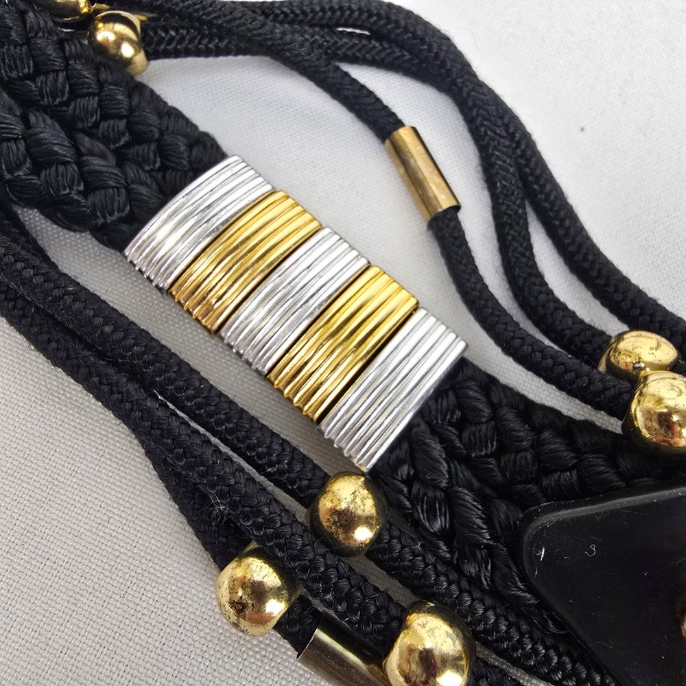 Vintage Toshiyo Black & Gold Statement Cord Belt Size S
