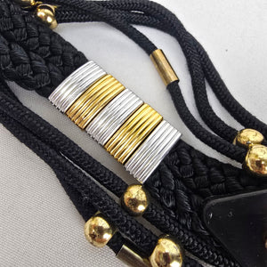 Vintage Toshiyo Black & Gold Statement Cord Belt Size S