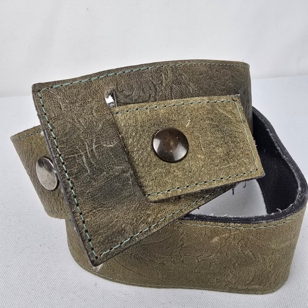 Vintage Lundstrom Green Leather Belt Size S/M