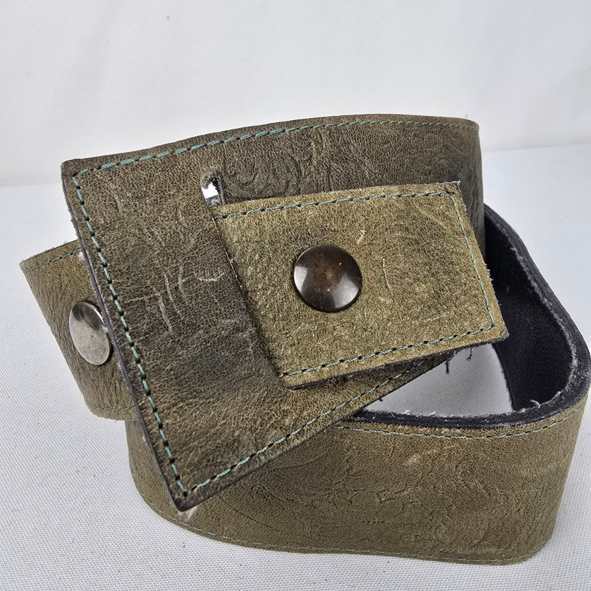 Vintage Lundstrom Green Leather Belt Size S/M