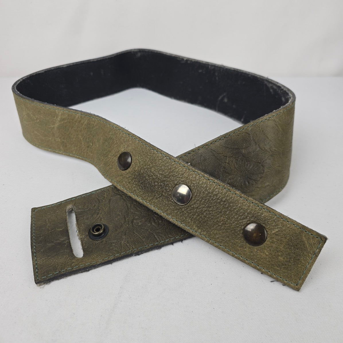 Vintage Lundstrom Green Leather Belt Size S/M