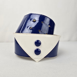 Vintage Emmanuel Blue & White Button Detail Statement Belt Size S/M