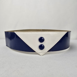 Vintage Emmanuel Blue & White Button Detail Statement Belt Size S/M