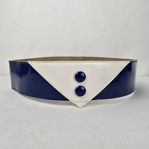 Vintage Emmanuel Blue & White Button Detail Statement Belt Size S/M