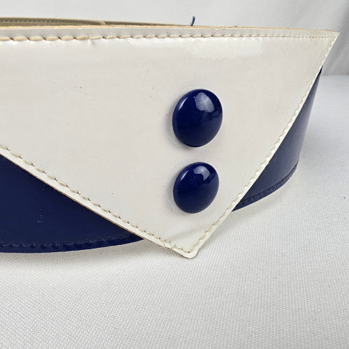 Vintage Emmanuel Blue & White Button Detail Statement Belt Size S/M
