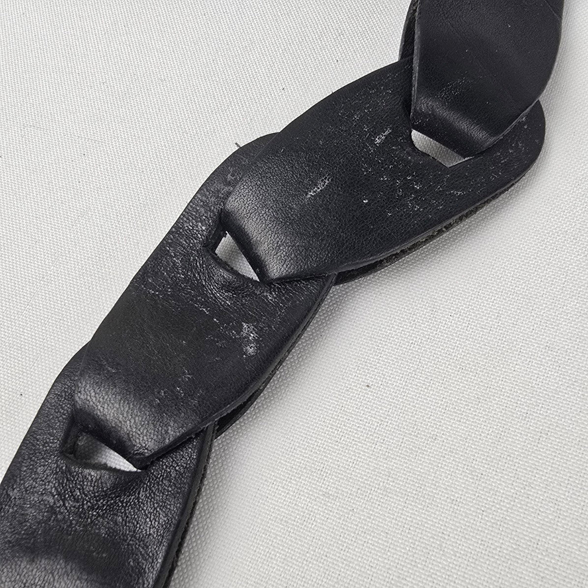 Black Leather Snake Buckle Belt Size M/L