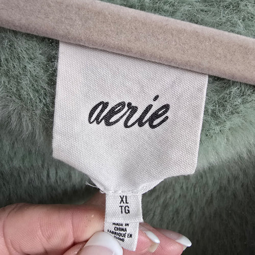 Aerie Green Super Soft Button Up Cardigan Size XL