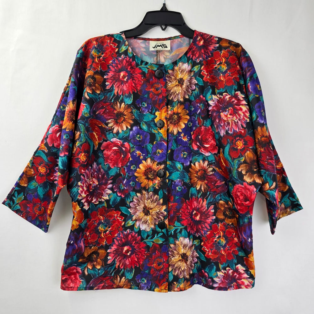 Vintage JMS Red Floral Button Up Jacket Size M/L