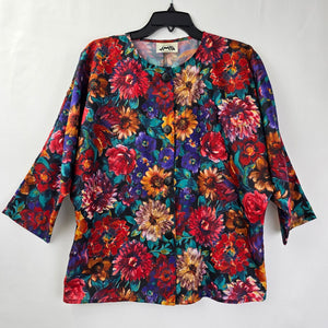 Vintage JMS Red Floral Button Up Jacket Size M/L