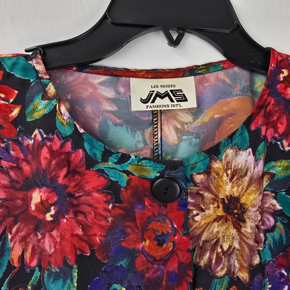 Vintage JMS Red Floral Button Up Jacket Size M/L