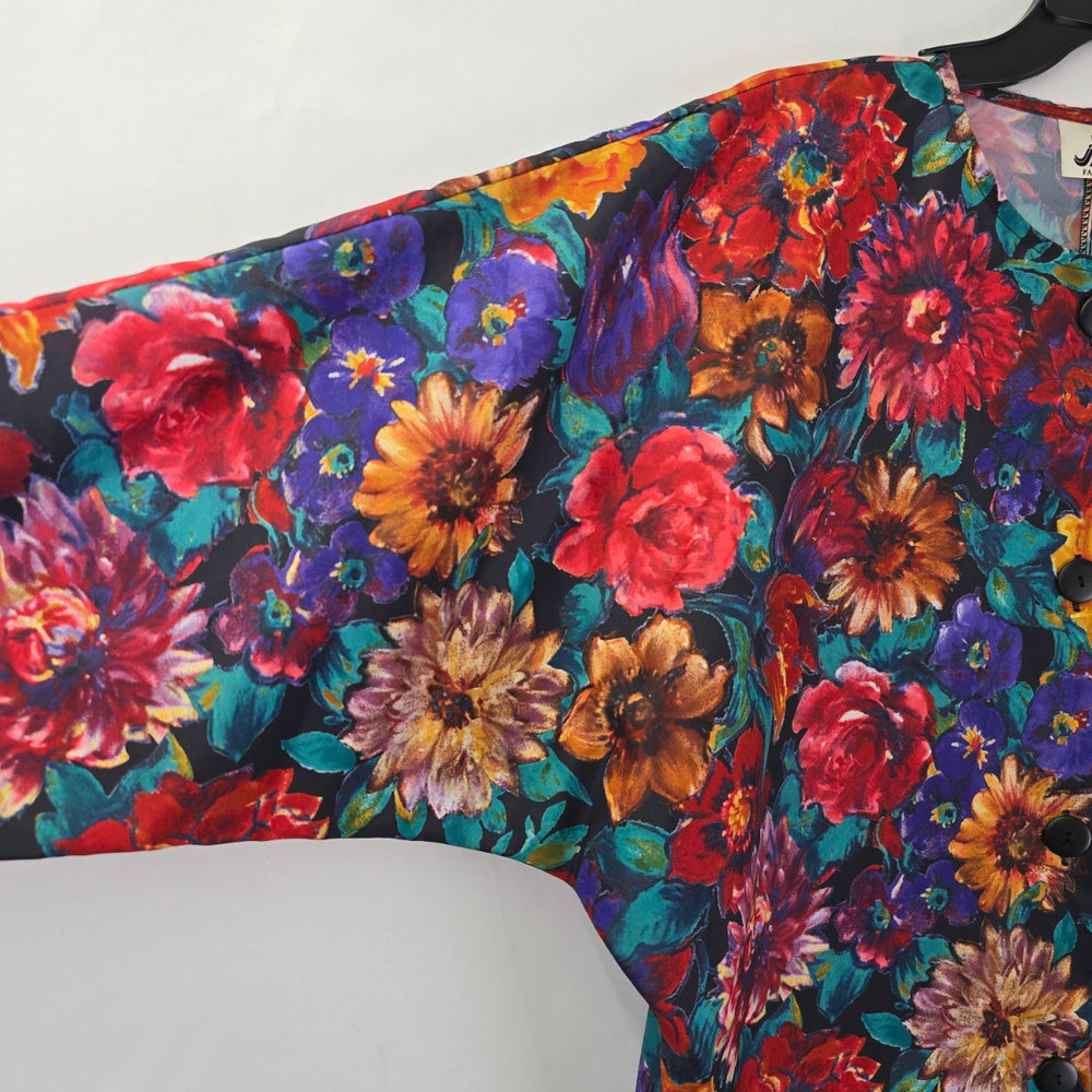 Vintage JMS Red Floral Button Up Jacket Size M/L
