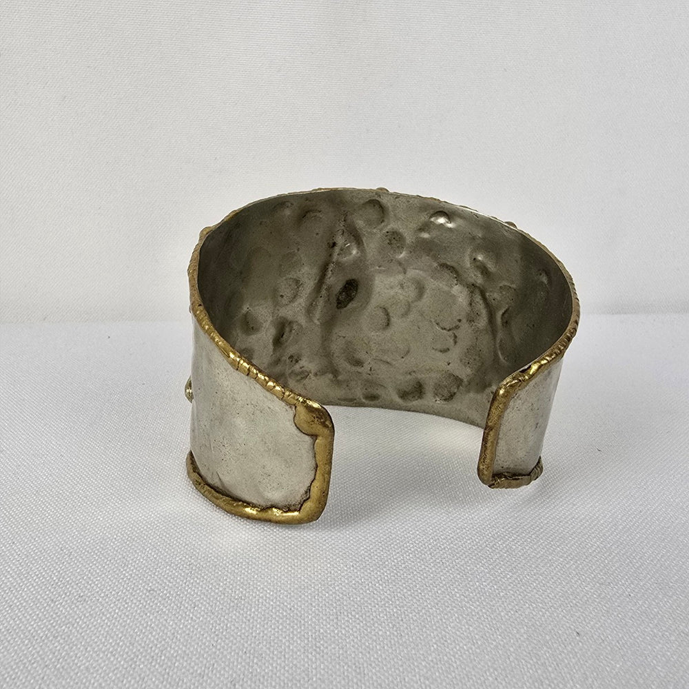 Vintage Silver & Copper Black Stone Statement Bracelet