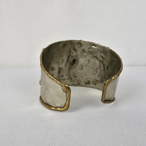 Vintage Silver & Copper Black Stone Statement Bracelet