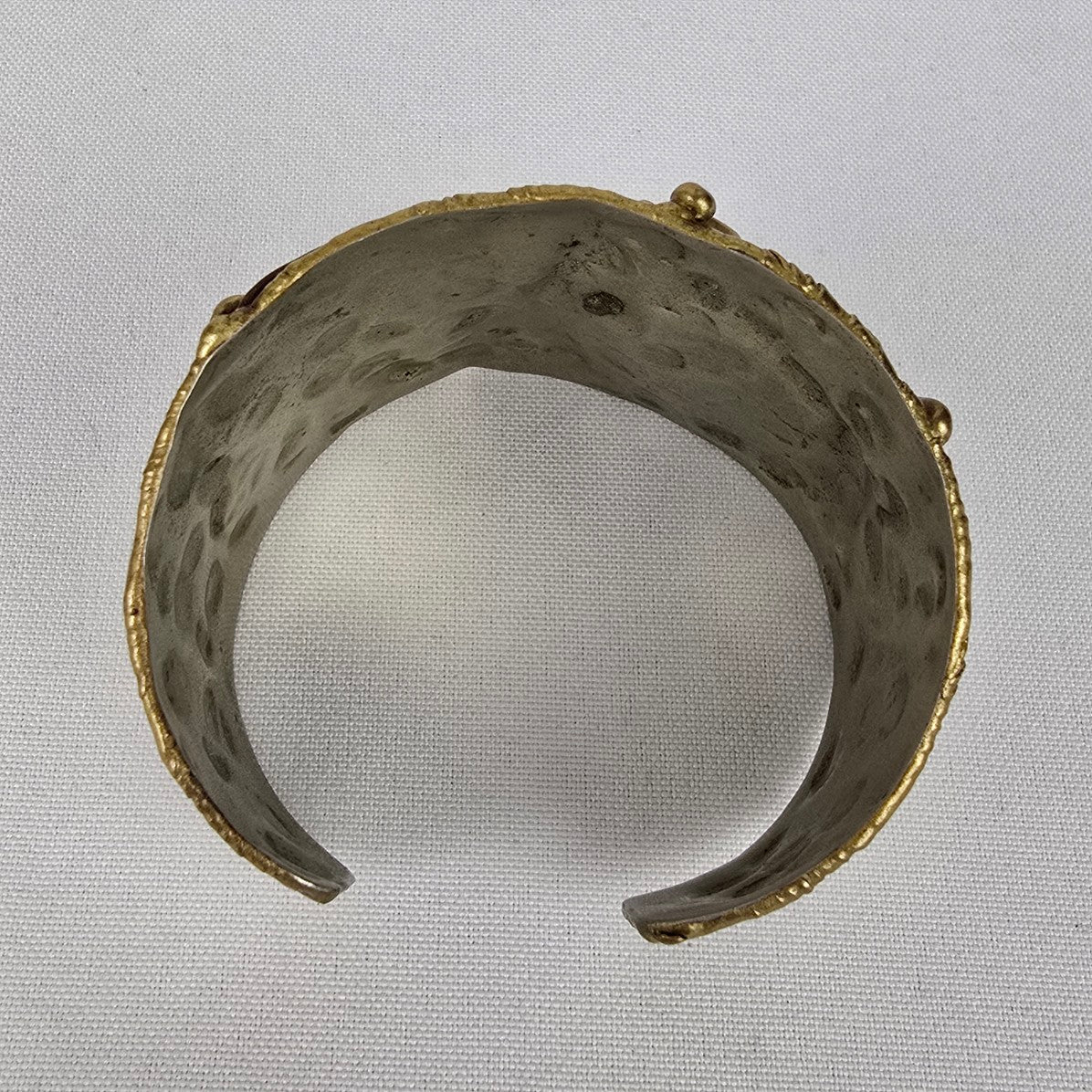 Vintage Silver & Copper Black Stone Statement Bracelet