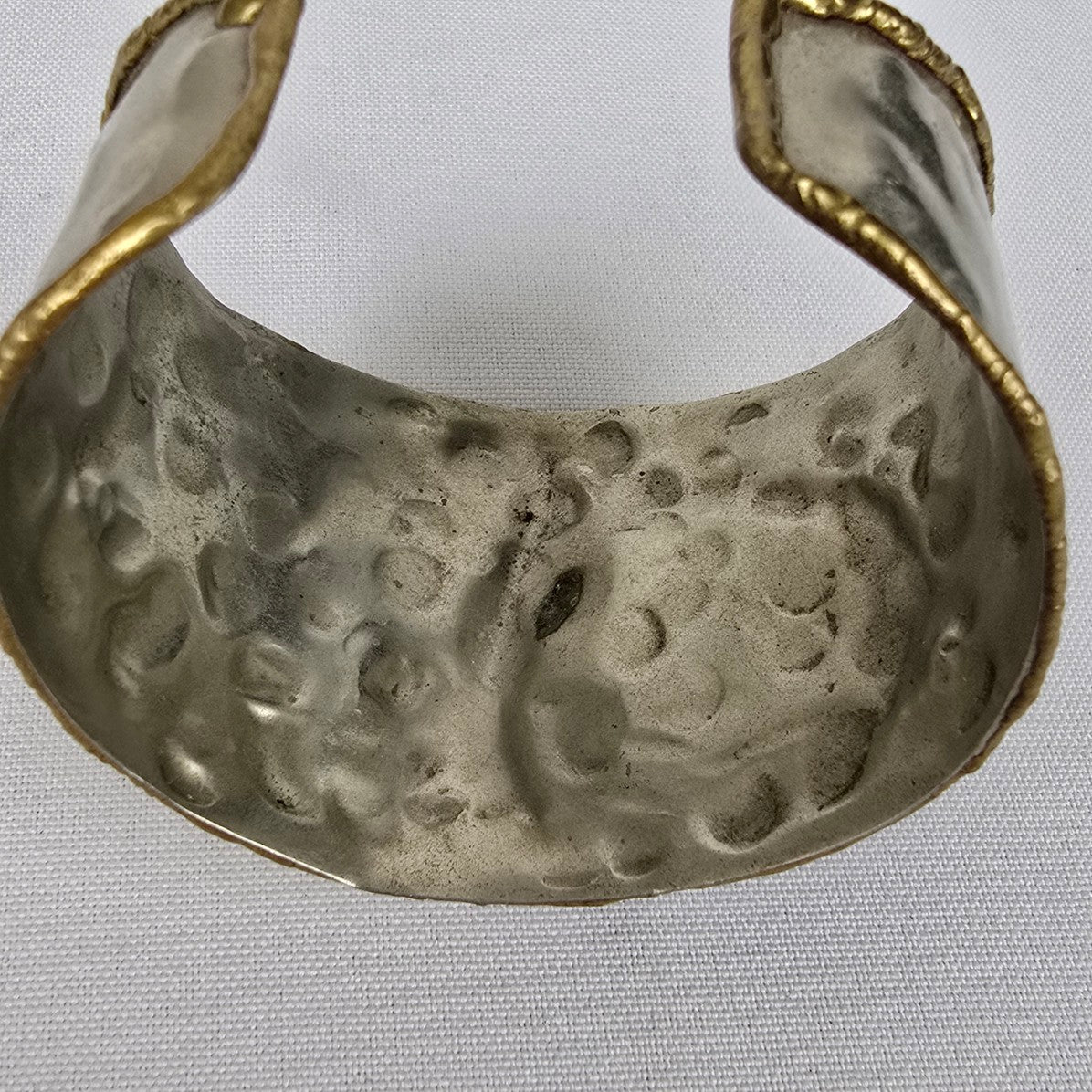 Vintage Silver & Copper Black Stone Statement Bracelet