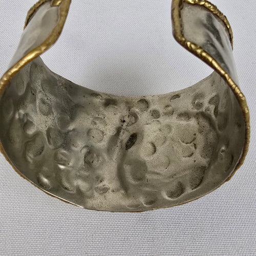 Vintage Silver & Copper Black Stone Statement Bracelet