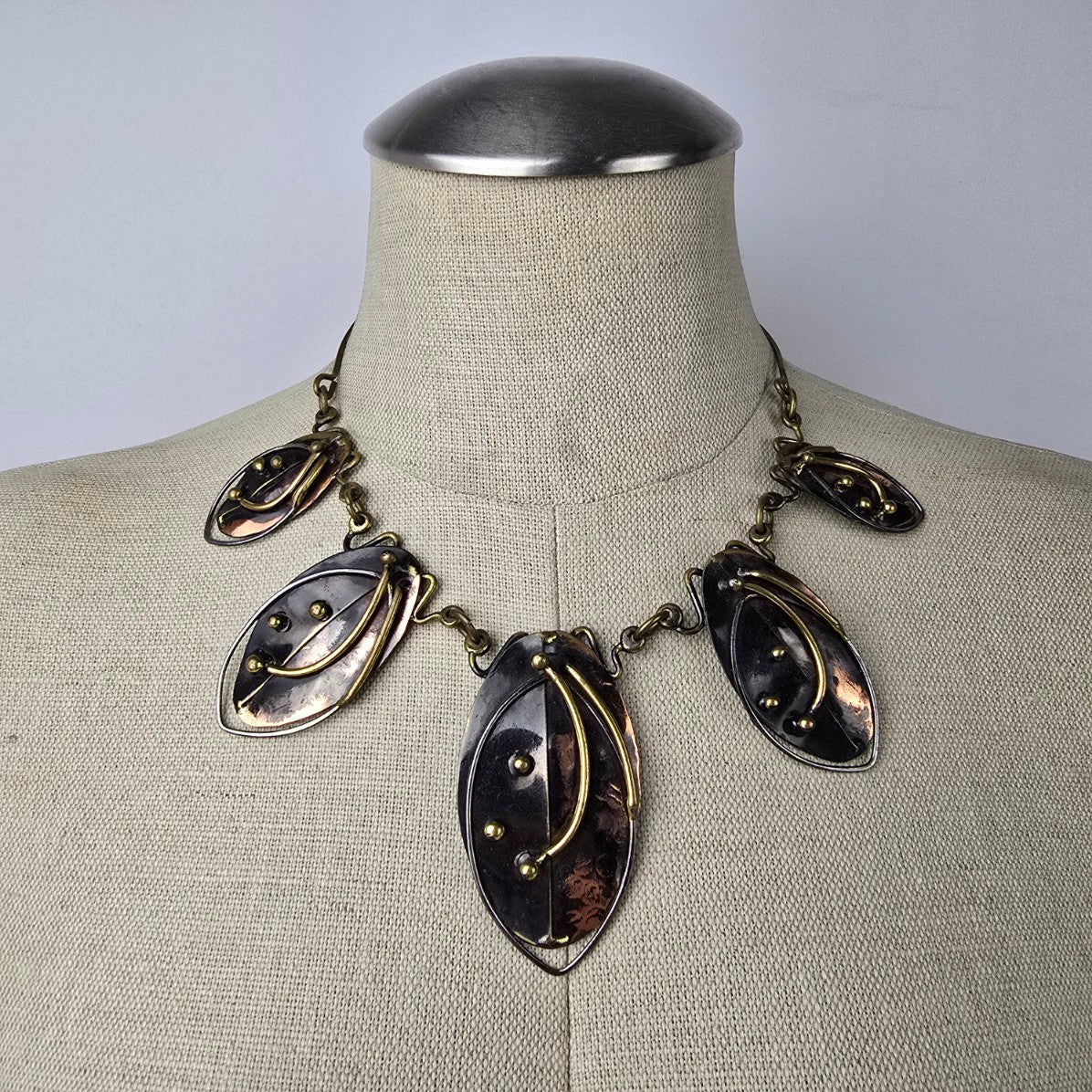 Vintage Metal Brutalist Necklace Handcrafted Necklace