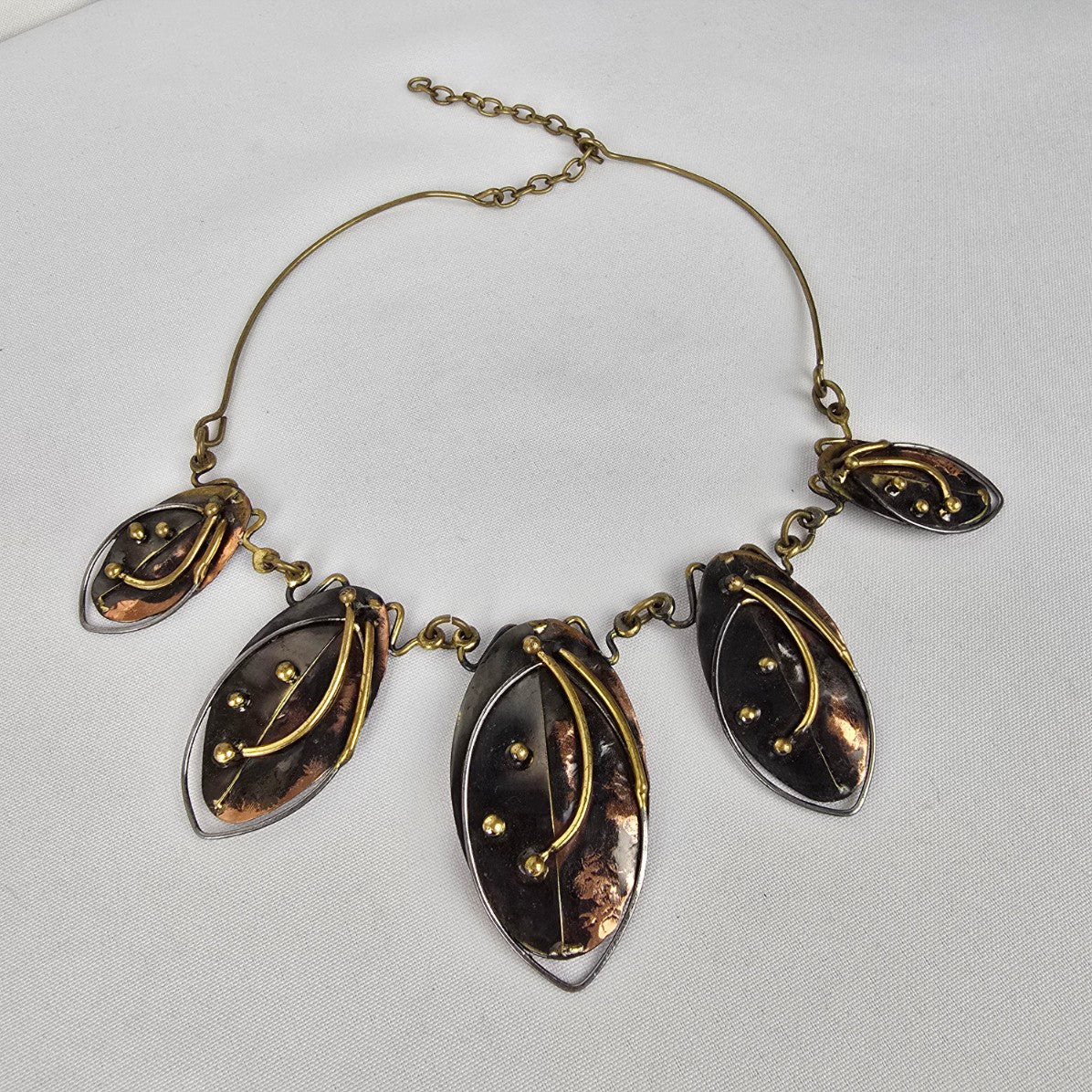 Vintage Metal Brutalist Necklace Handcrafted Necklace