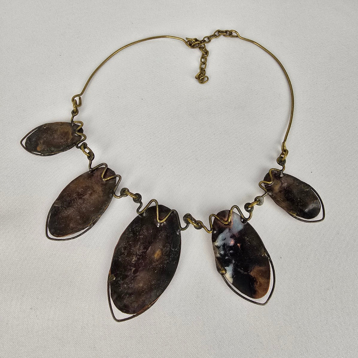 Vintage Metal Brutalist Necklace Handcrafted Necklace