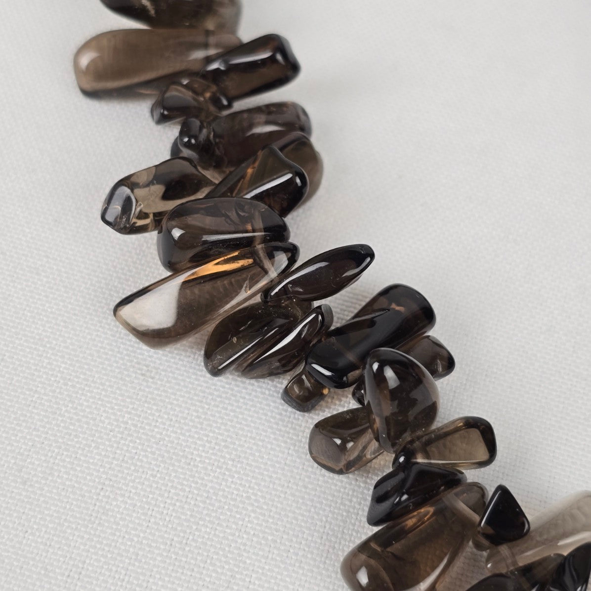 Polished Smoky Quartz Chip Beaded Necklace