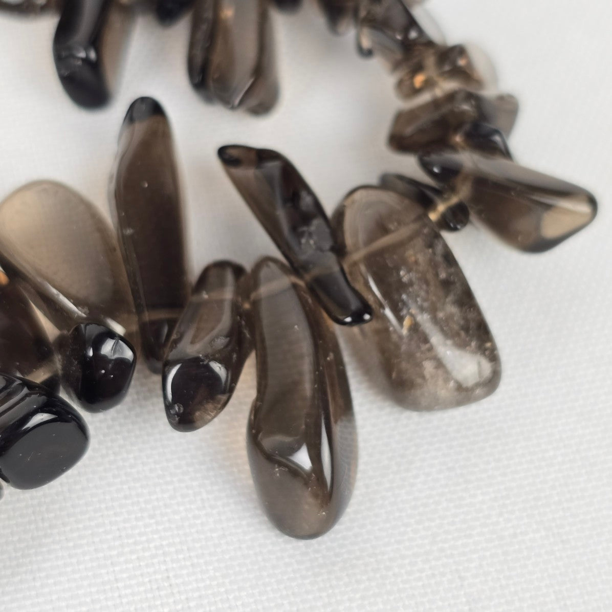 Polished Smoky Quartz Chip Beaded Necklace