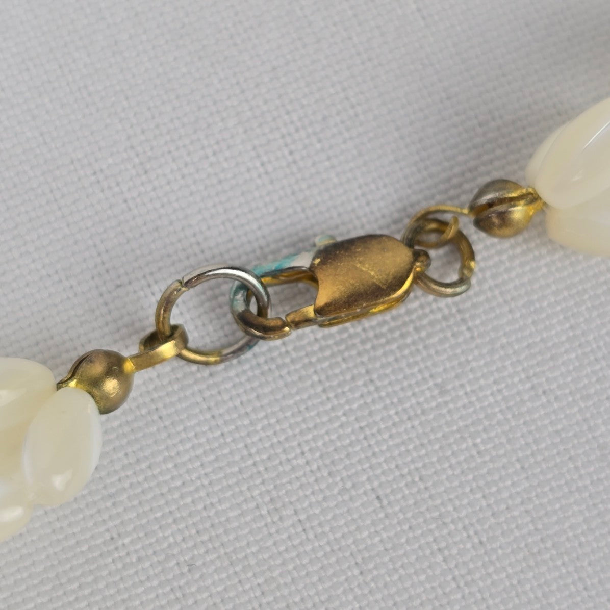 Vintage Rice Bead Mother Of Pearl Amethyst Necklace