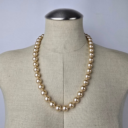 Vintage Kenneth Jay Lane Champagne Color Faux Pearl Necklace