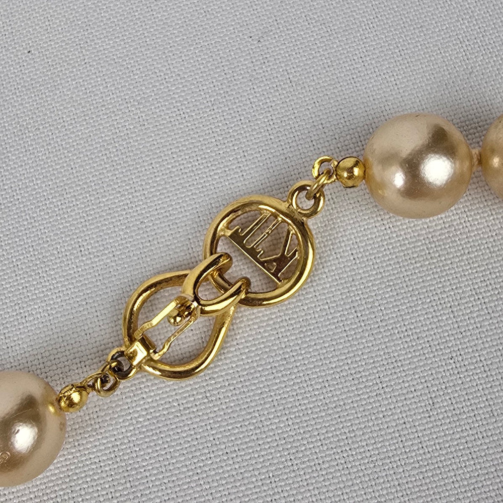 Vintage Kenneth Jay Lane Champagne Color Faux Pearl Necklace