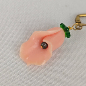 Vintage Pink Glass Rose Bud Drop Earrings