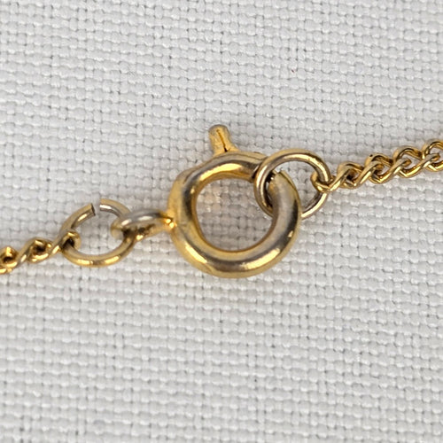 Vintage Gold Tone Faceted AB Glass Pendant Necklace
