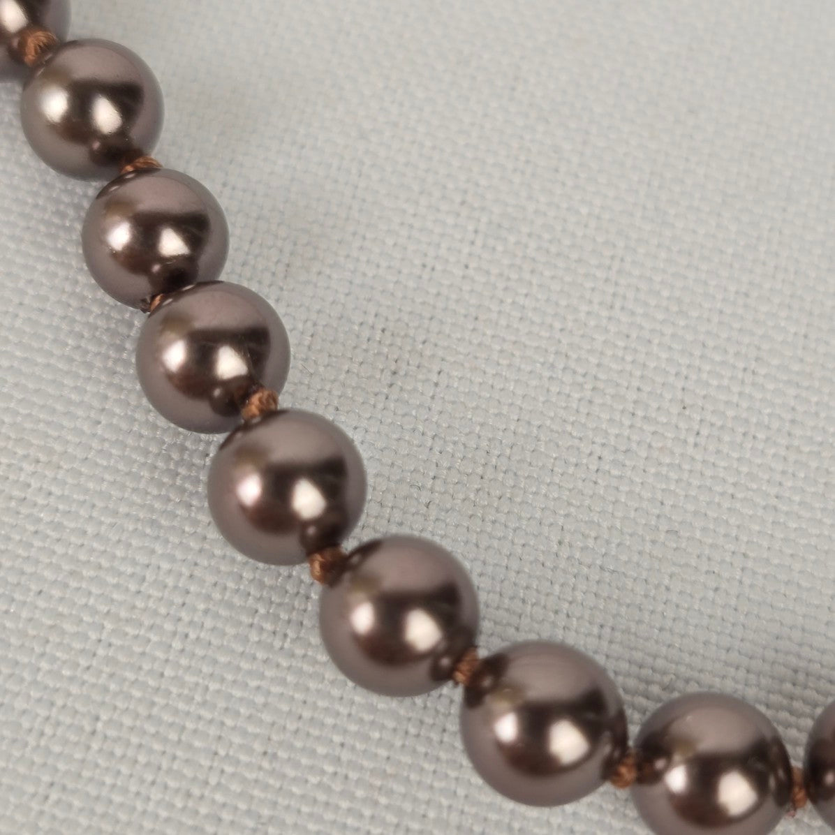 Vintage Brown Glass Faux Pearl Hand Knotted Necklace