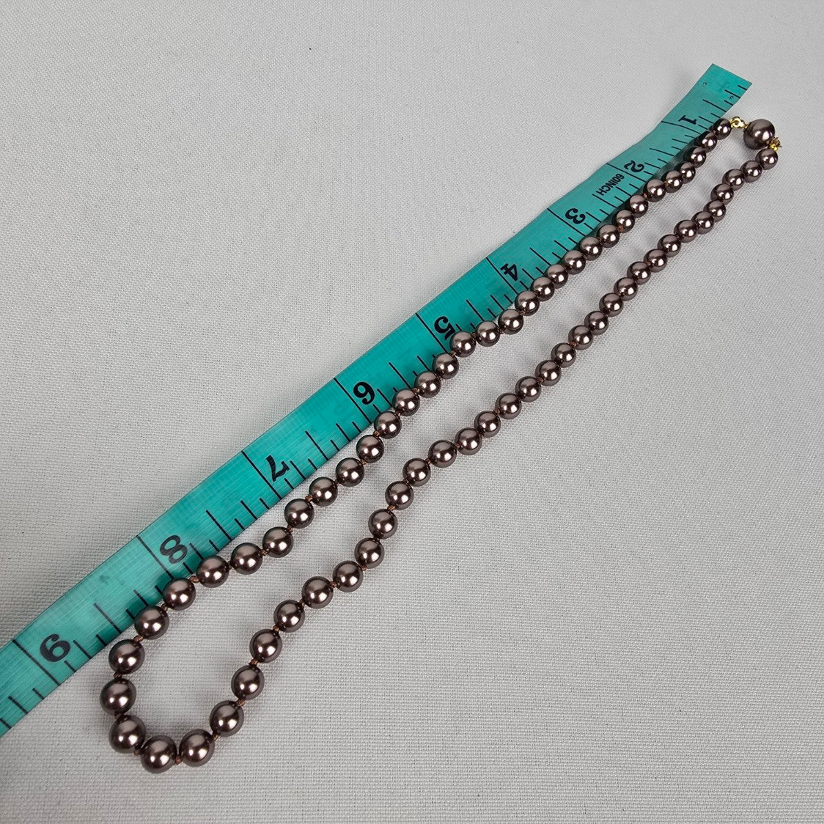 Vintage Brown Glass Faux Pearl Hand Knotted Necklace