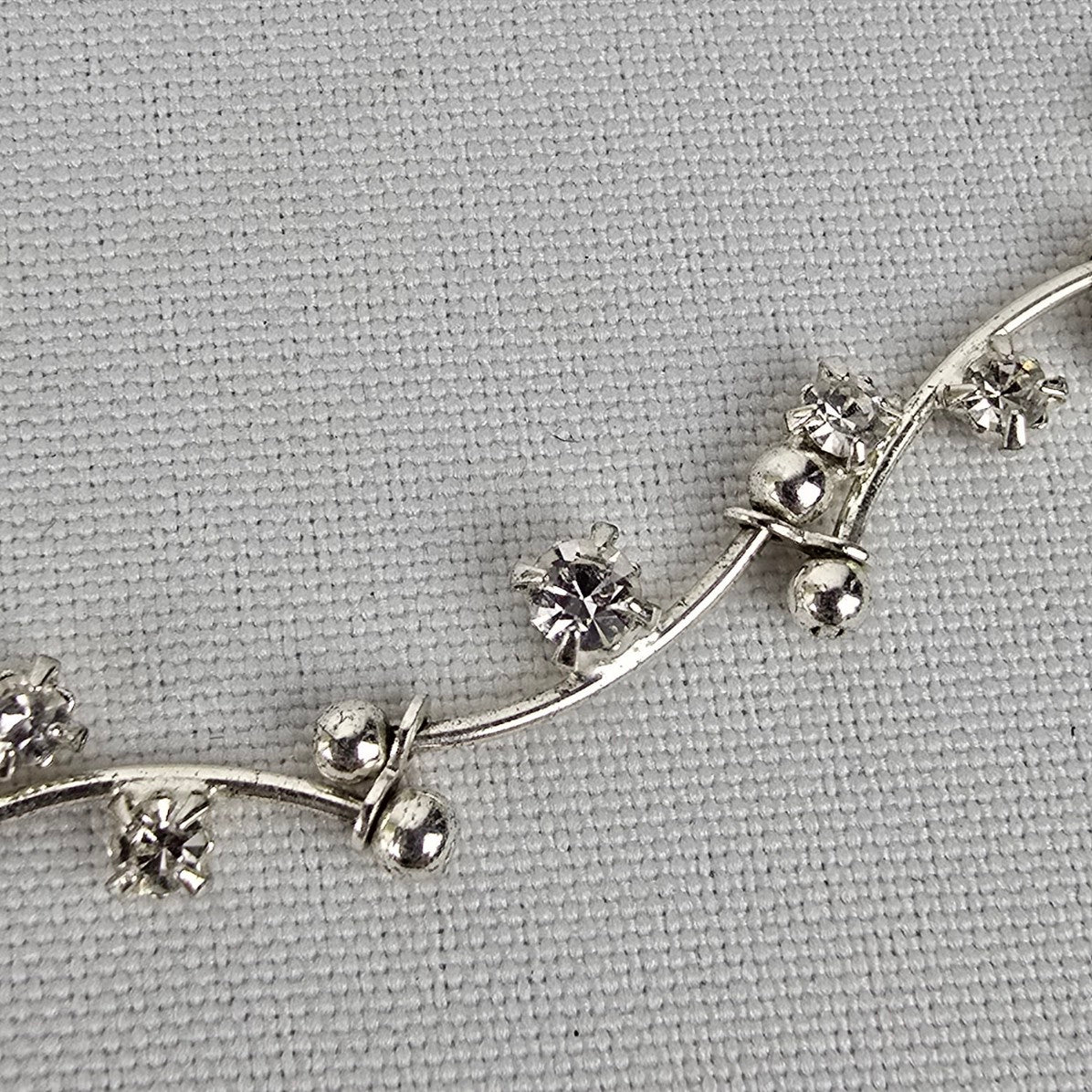 Vintage Monet Silver Floral Rhinestone Collar Necklace