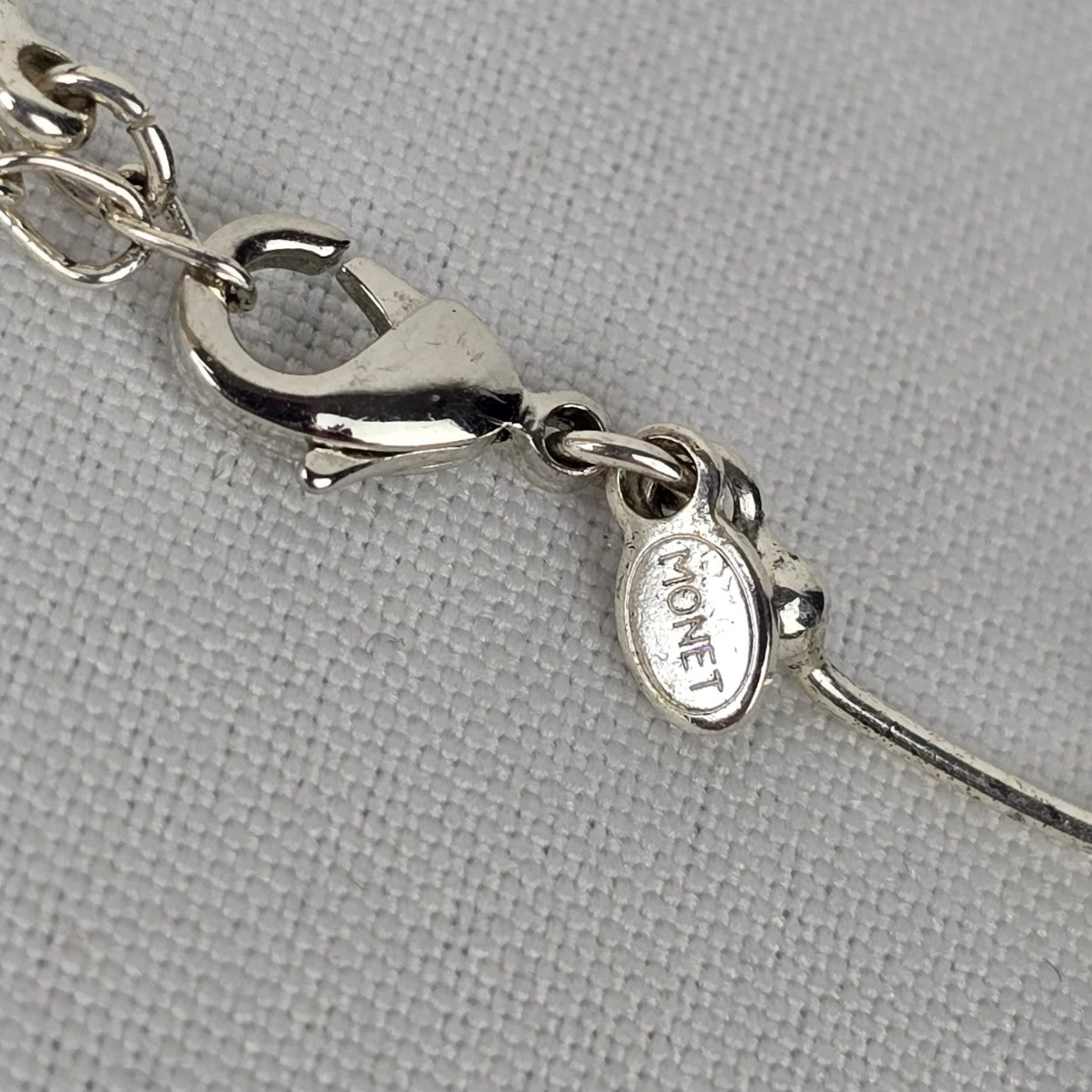 Vintage Monet Silver Floral Rhinestone Collar Necklace