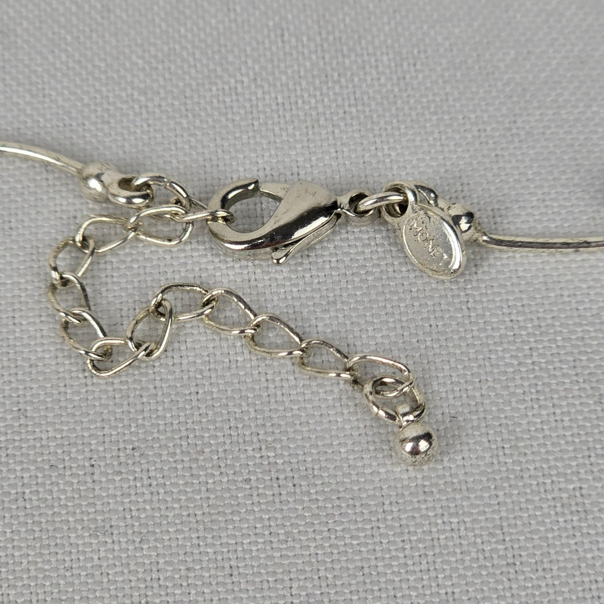 Vintage Monet Silver Floral Rhinestone Collar Necklace