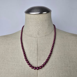 Vintage Purple Glass Faux Pearl Hand Knotted Necklace