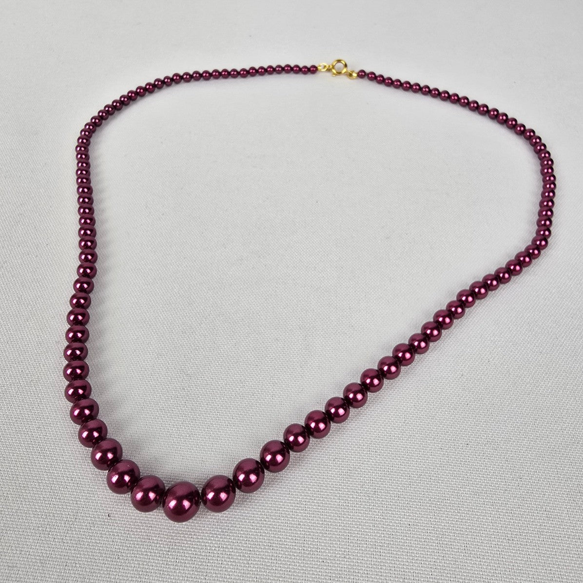 Vintage Purple Glass Faux Pearl Hand Knotted Necklace