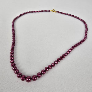 Vintage Purple Glass Faux Pearl Hand Knotted Necklace