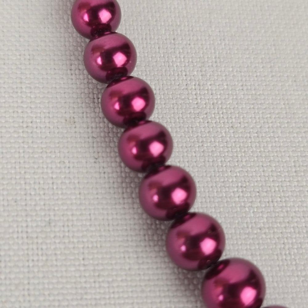 Vintage Purple Glass Faux Pearl Hand Knotted Necklace
