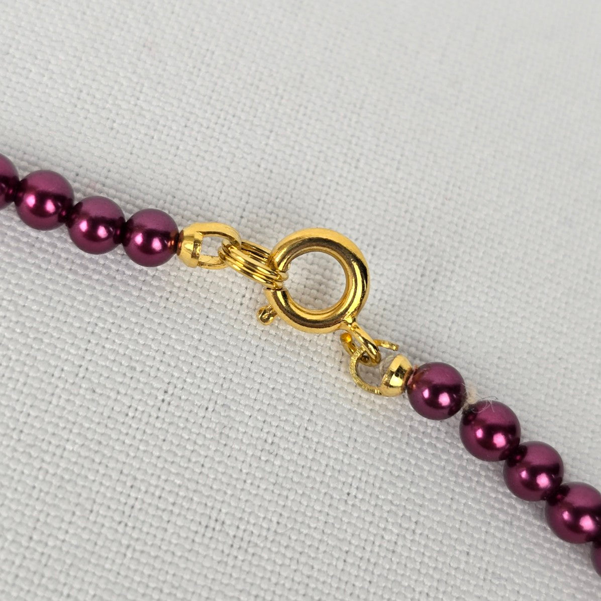 Vintage Purple Glass Faux Pearl Hand Knotted Necklace