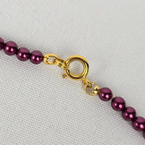 Vintage Purple Glass Faux Pearl Hand Knotted Necklace