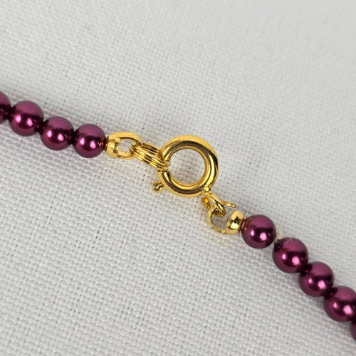 Vintage Purple Glass Faux Pearl Hand Knotted Necklace