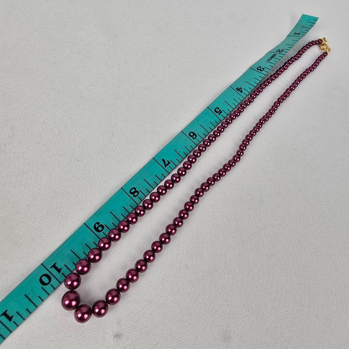 Vintage Purple Glass Faux Pearl Hand Knotted Necklace