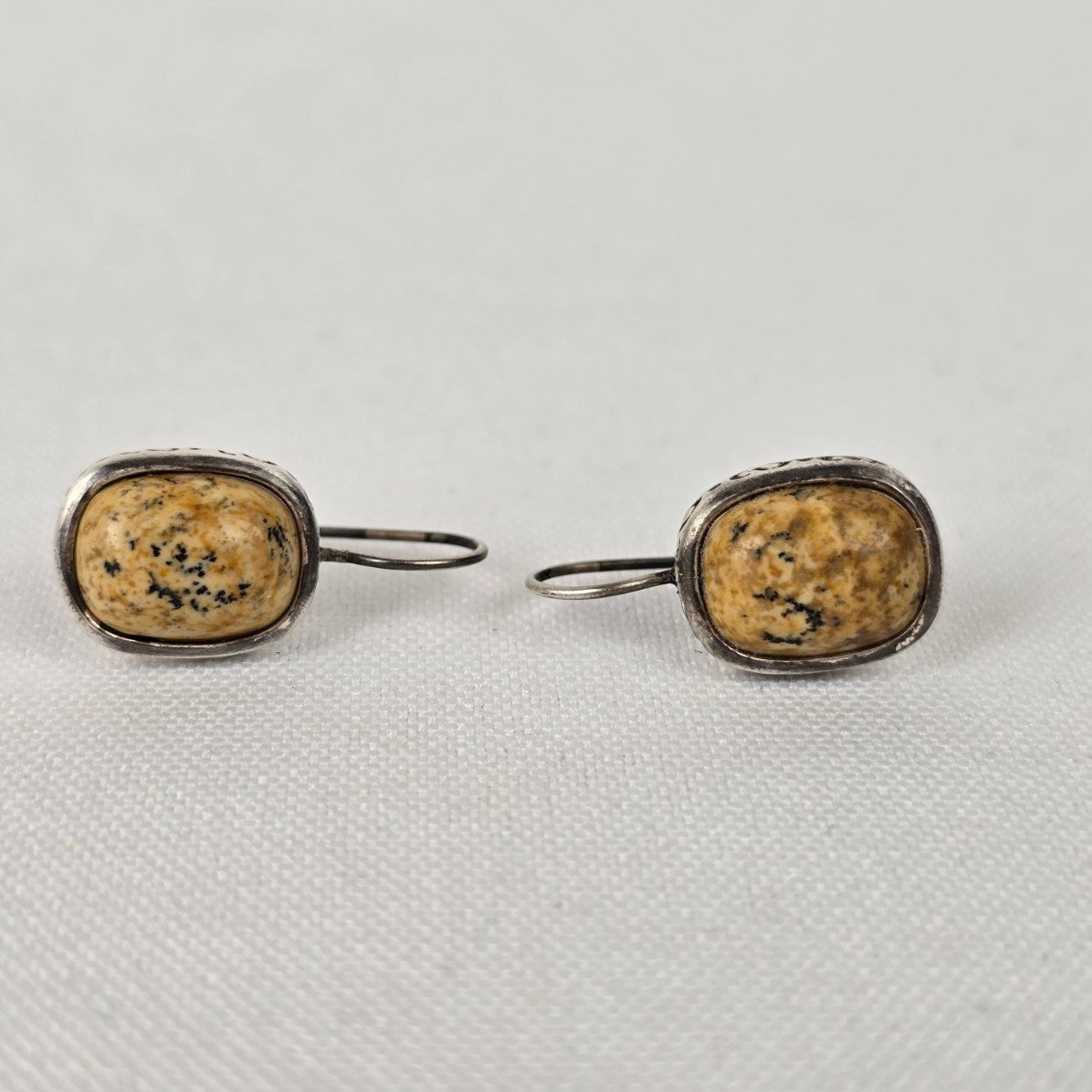 Sterling Silver Jasper Natural Stone Drop Earrings