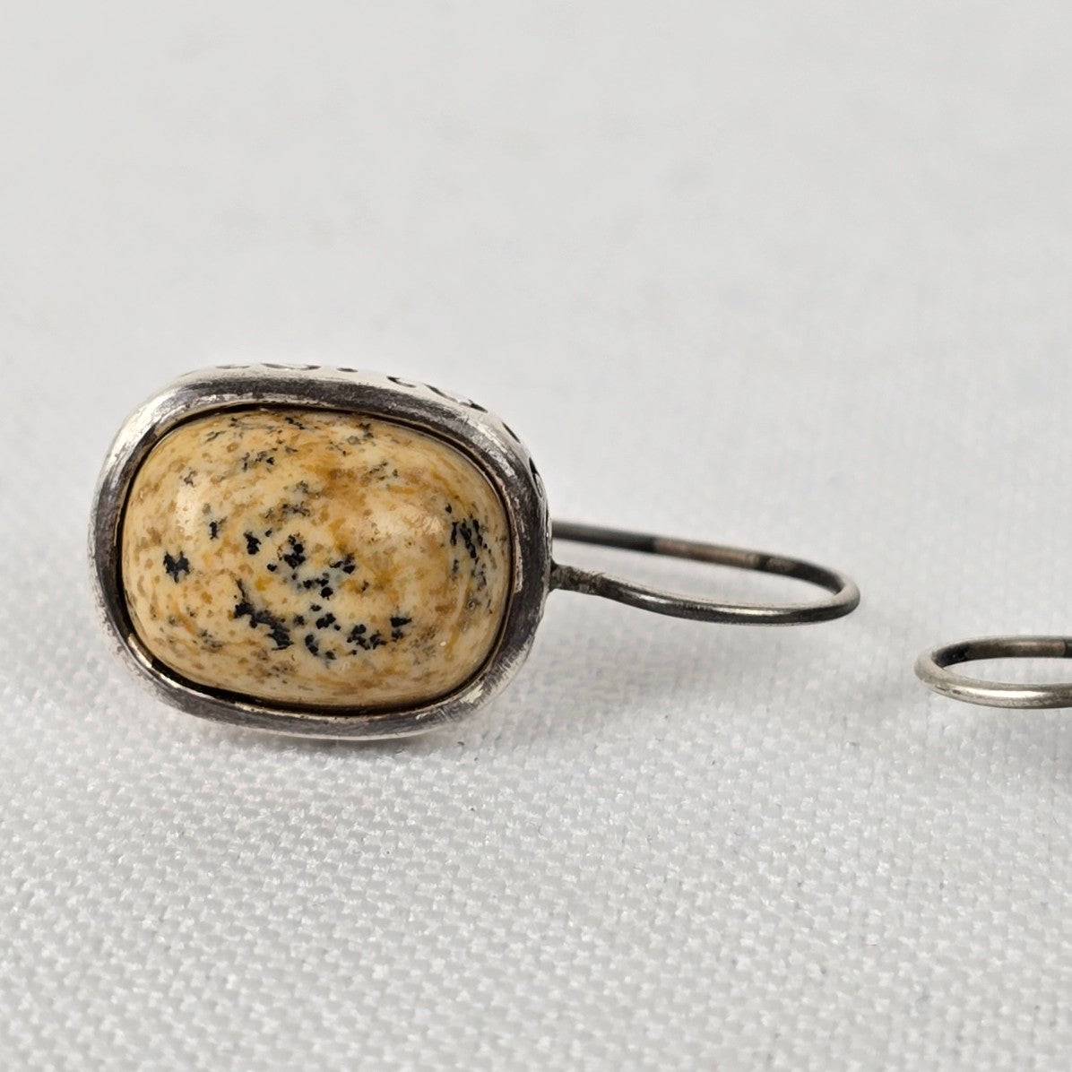 Sterling Silver Jasper Natural Stone Drop Earrings